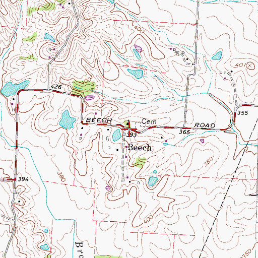 Topographic Map of Beech, TN