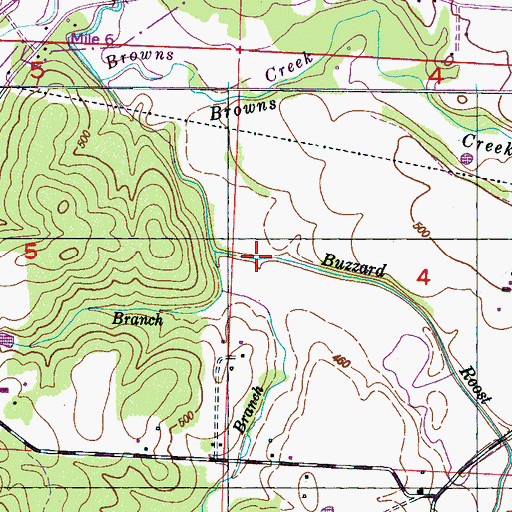 Topographic Map of Tanyard Branch, AL