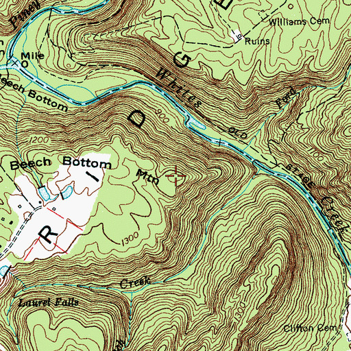 Topographic Map of Beech Bottom Mountain, TN
