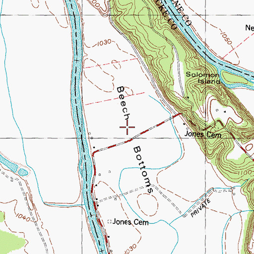 Topographic Map of Beech Bottoms, TN