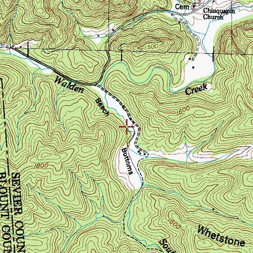 Topographic Map of Beech Bottoms, TN