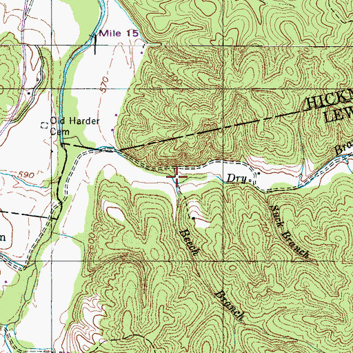 Topographic Map of Beech Branch, TN