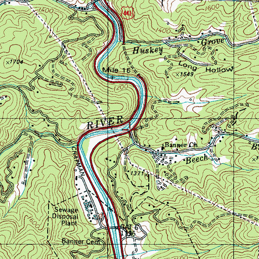 Topographic Map of Beech Branch, TN