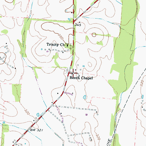 Topographic Map of Beech Chapel, TN
