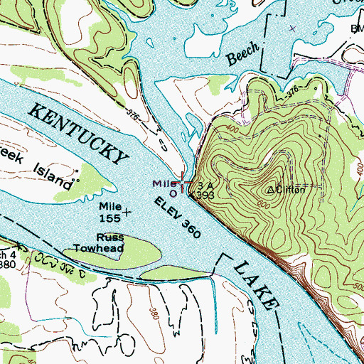 Topographic Map of Beech Creek, TN