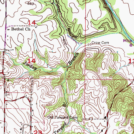 Topographic Map of Tanyard Branch, AL
