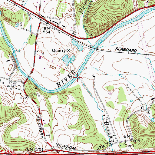 Topographic Map of Beech Creek, TN