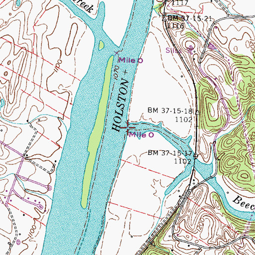 Topographic Map of Beech Creek, TN