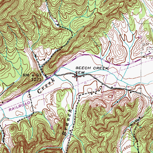Topographic Map of Beech Creek Cemetery, TN
