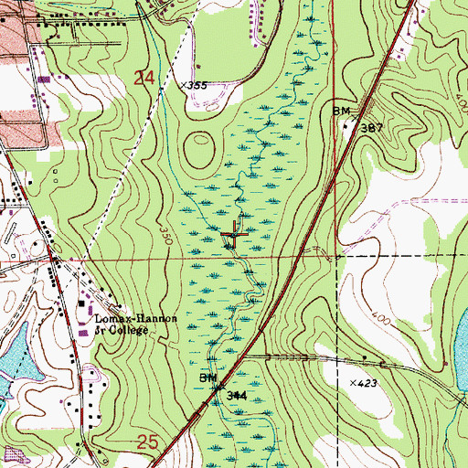 Topographic Map of Tanyard Branch, AL
