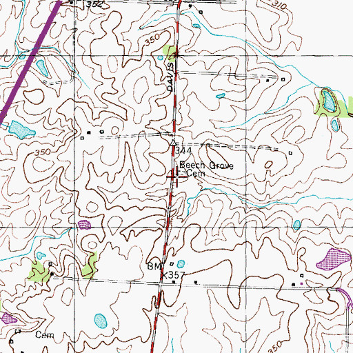 Topographic Map of Beech Grove Cemetery, TN