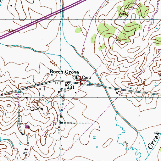 Topographic Map of Beech Grove Church, TN