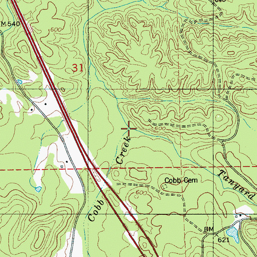 Topographic Map of Tanyard Branch, AL