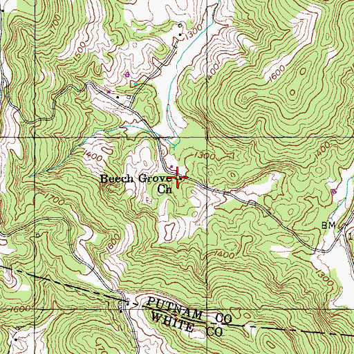 Topographic Map of Beech Grove Church, TN