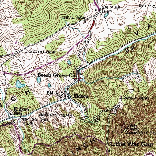 Topographic Map of Beech Grove Church, TN