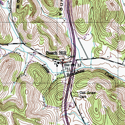 Topographic Map of Beech Hill, TN