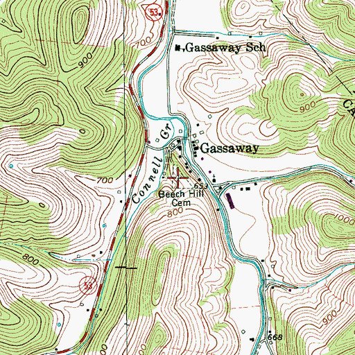 Topographic Map of Beech Hill Cemetery, TN