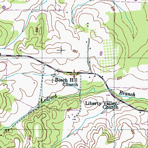 Topographic Map of Beech Hill Church, TN