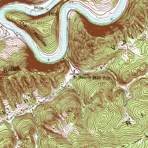 Topographic Map of Beech Hill School, TN
