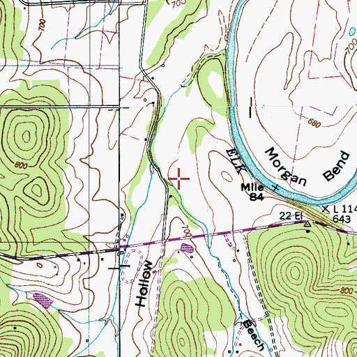 Topographic Map of Beech Hollow, TN
