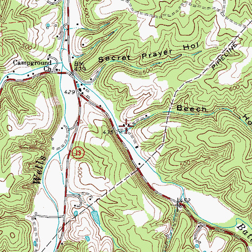 Topographic Map of Beech Hollow, TN