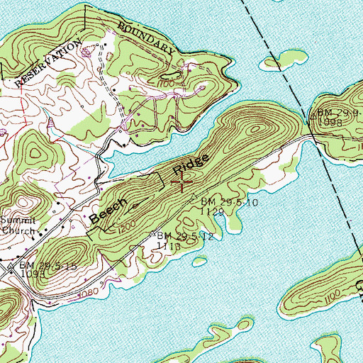 Topographic Map of Beech Ridge, TN