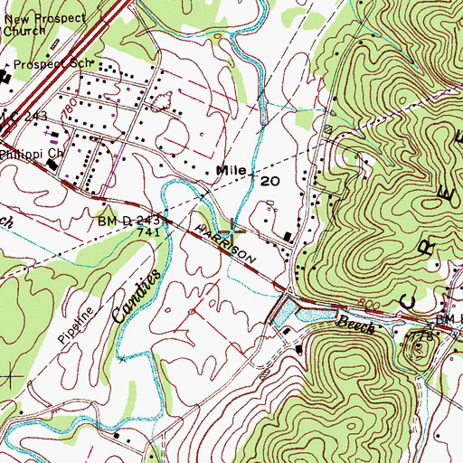 Topographic Map of Beech Springs Branch, TN