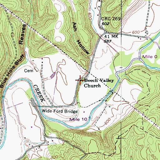 Topographic Map of Beech Valley Church, TN