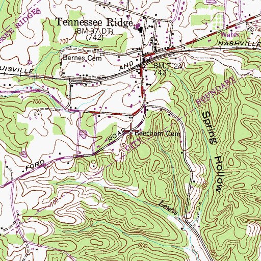 Topographic Map of Beecham Cemetery, TN