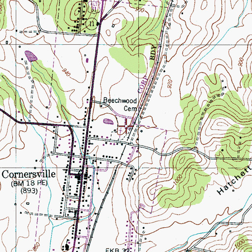 Topographic Map of Beech Cliff Church Cemetery, TN