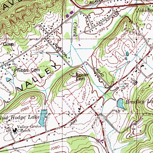 Topographic Map of Beeler Cemetery, TN