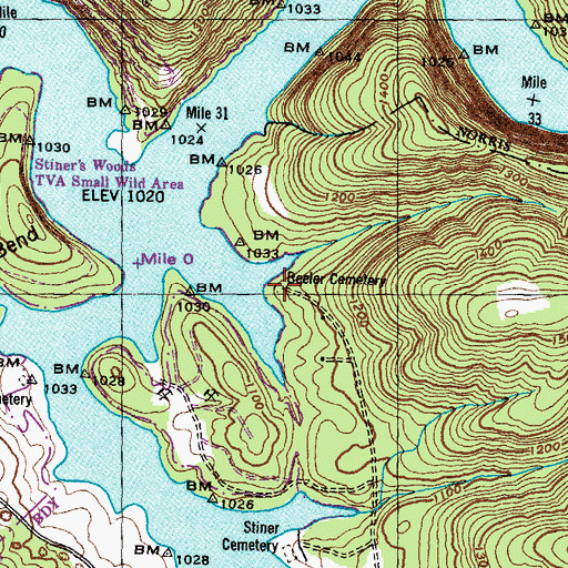 Topographic Map of Beeler Cemetery, TN