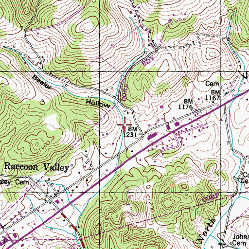 Topographic Map of Beeler Hollow, TN