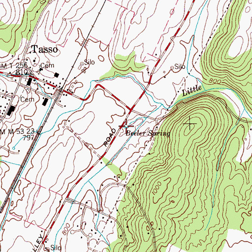 Topographic Map of Beeler Spring, TN