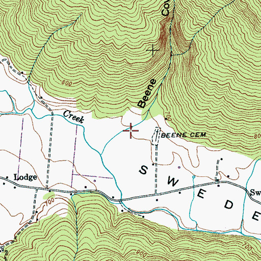 Topographic Map of Beene Cove, TN