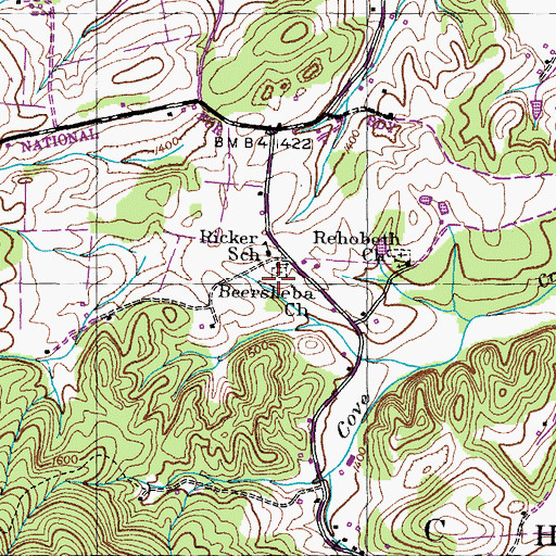 Topographic Map of Beersheba Church, TN