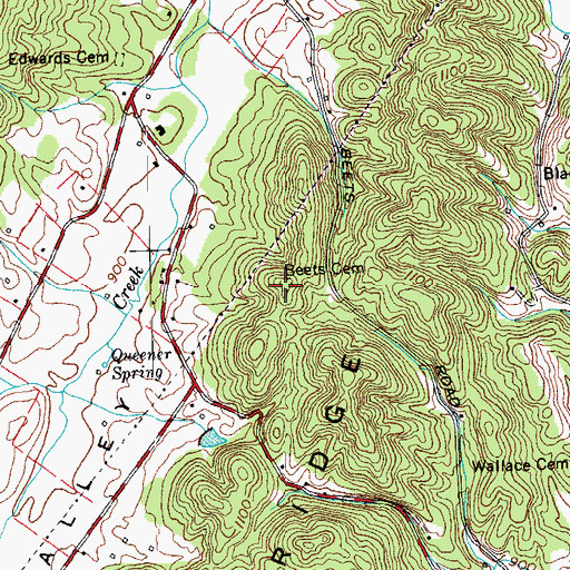 Topographic Map of Beets Cemetery, TN
