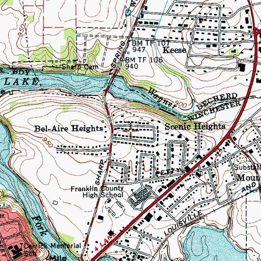 Topographic Map of Bel-Aire Heights, TN