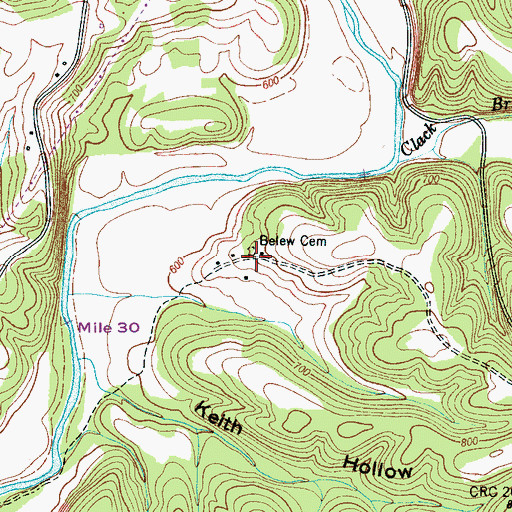 Topographic Map of Belew Cemetery, TN