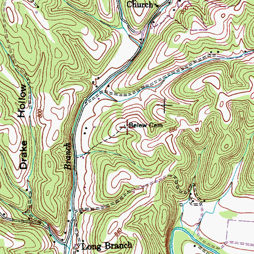 Topographic Map of Belew Cemetery, TN