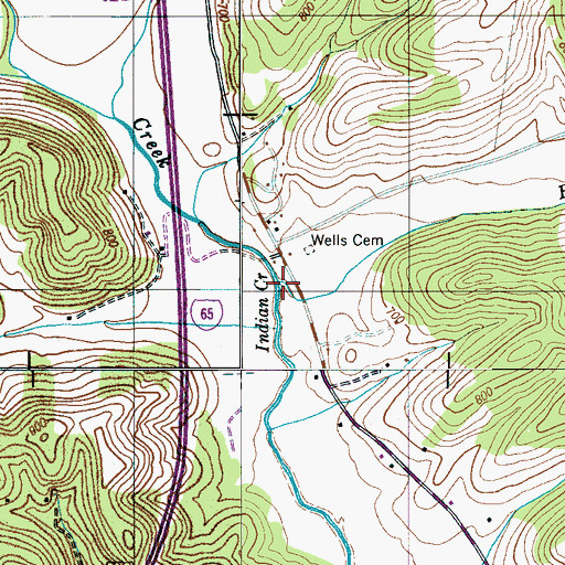 Topographic Map of Bell Branch, TN