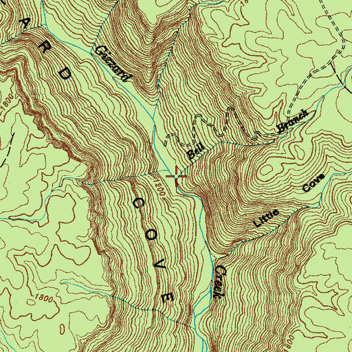 Topographic Map of Bell Branch, TN