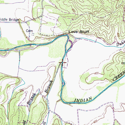 Topographic Map of Bell Branch, TN