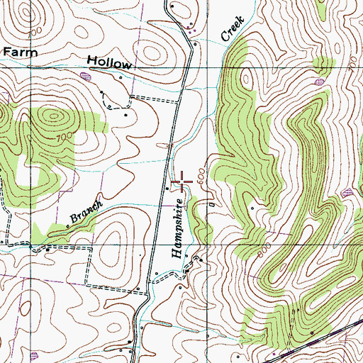 Topographic Map of Bell Branch, TN