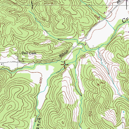 Topographic Map of Bell Branch, TN