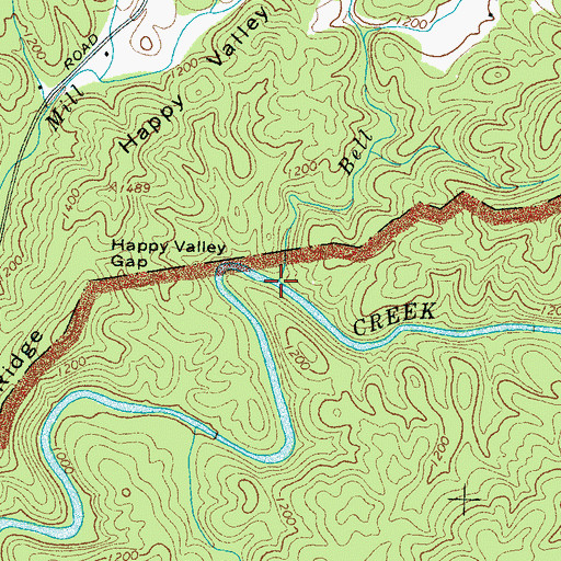 Topographic Map of Bell Branch, TN