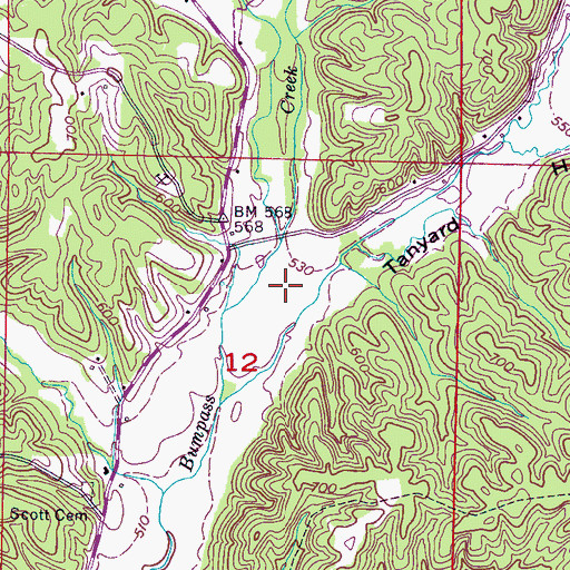 Topographic Map of Tanyard Hollow, AL