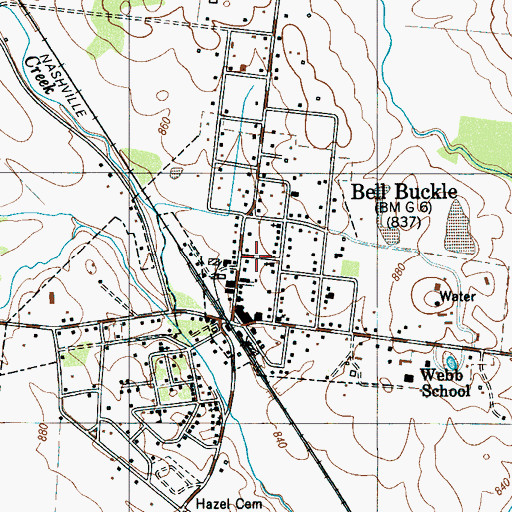 Topographic Map of Bell Buckle, TN