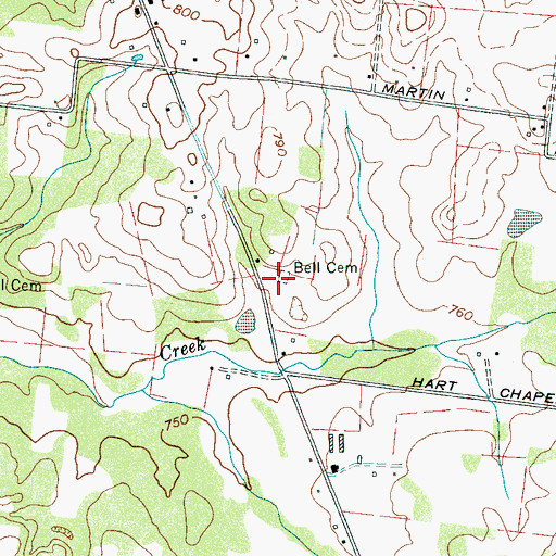 Topographic Map of Bell Cemetery, TN