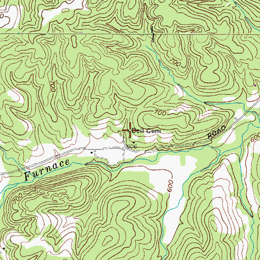 Topographic Map of Bell Cemetery, TN